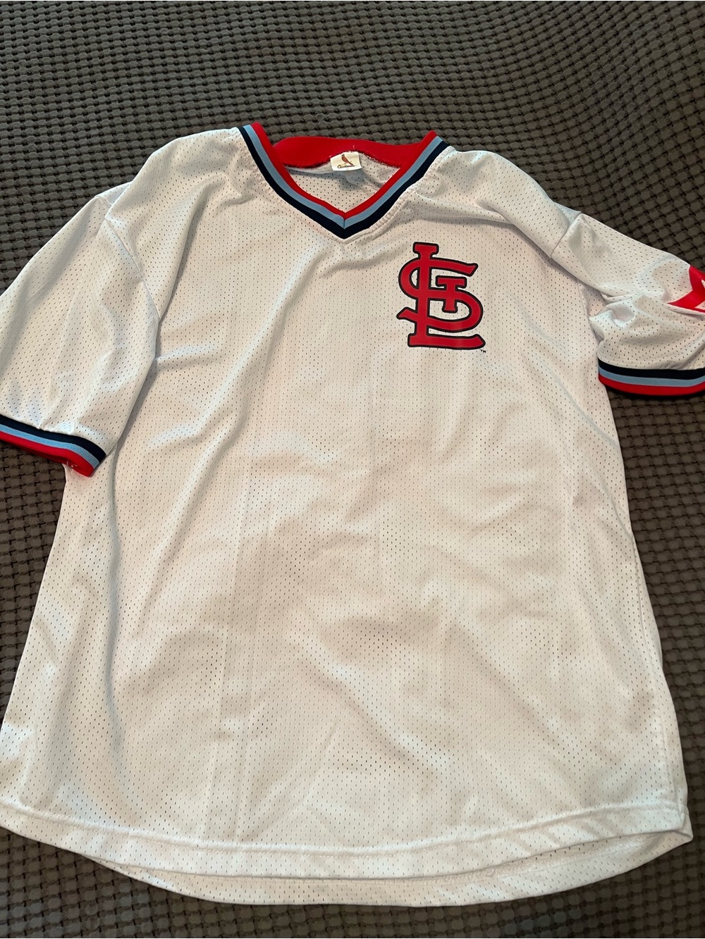 St. Louis Cardinals White Baseball Jersey with Red & Navy Trim